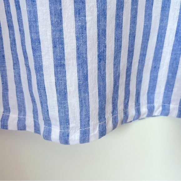 Nicole Miller NY Blue Striped Preppy Coastal Summer Linen Mini Shift Dress - Picture 6 of 11
